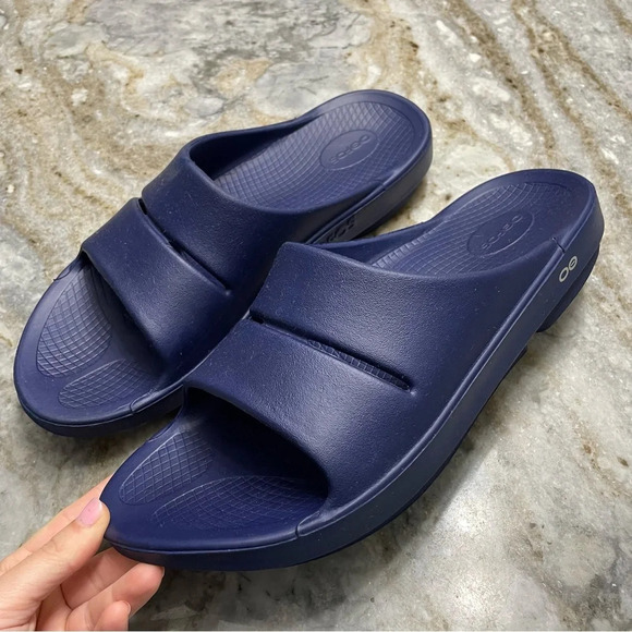 Oofos OOAHH SPORT SLIDE SANDAL,NAVY Unisex Recovery Slip On Mens 13 Womens 15 - Picture 1 of 11
